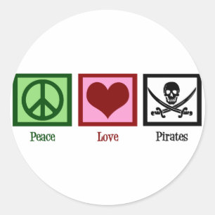 Adesivo Redondo Peace Love Pirates
