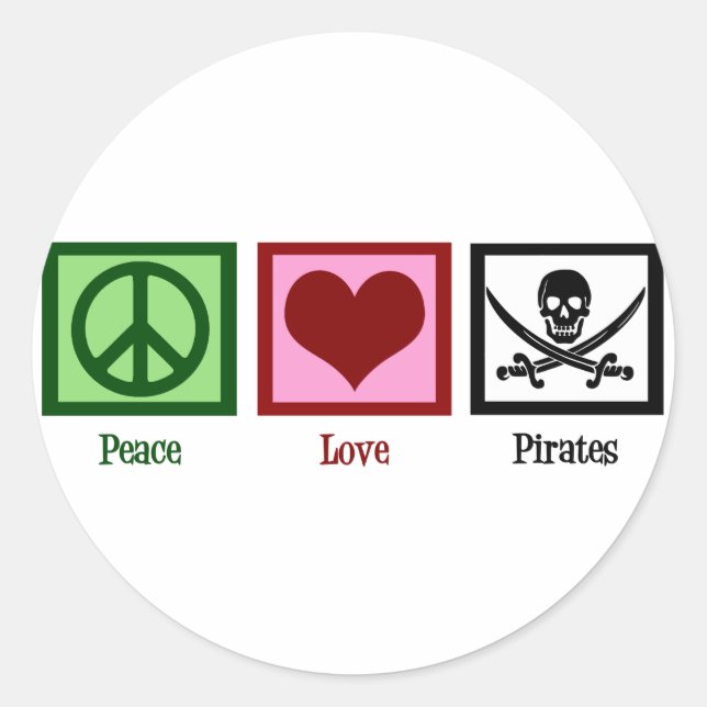 Adesivo Redondo Peace Love Pirates (Frente)
