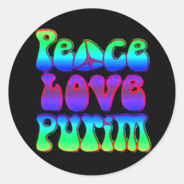 Adesivo Redondo Peace Love Purim