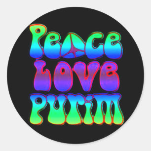 Adesivo Redondo Peace Love Purim