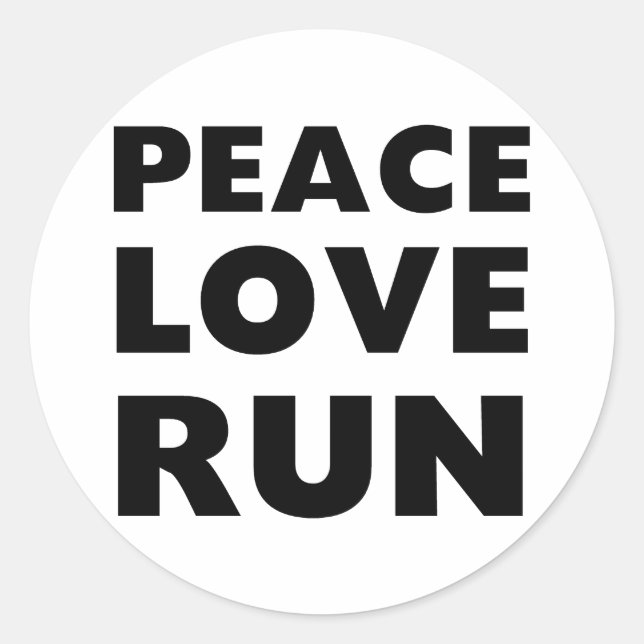 Adesivo Redondo Peace Love Run (Frente)