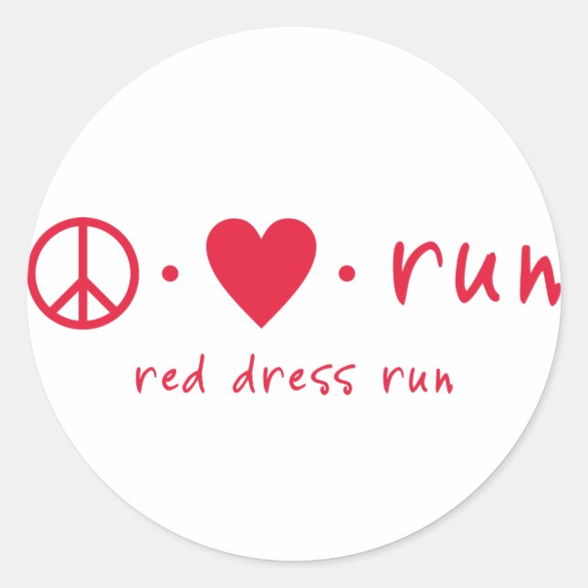 Adesivo Redondo Peace Love Run (Frente)