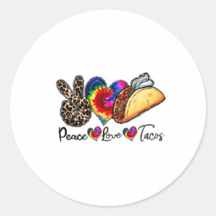 Adesivo Redondo Peace Love Tacos Cinco De Mayo Comidas Do México