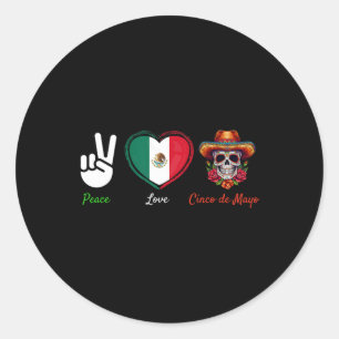 Adesivo Redondo Peace Love Tacos Cinco De Mayo Divertimento Mexica