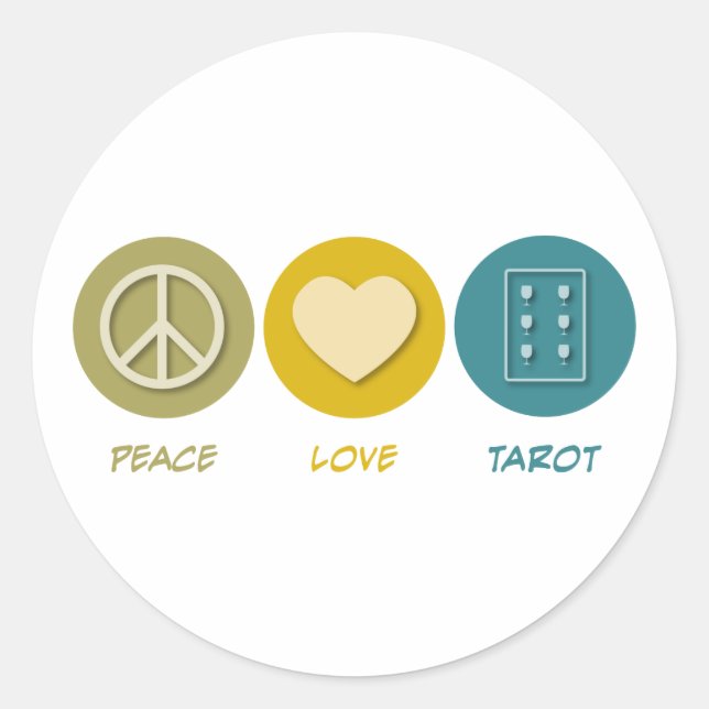 Adesivo Redondo Peace Love Tarot (Frente)