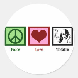 Adesivo Redondo Peace Love Theater
