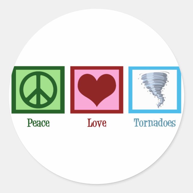 Adesivo Redondo Peace Love Tornadoes (Frente)