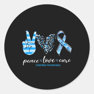 Adesivo Redondo Peace Love Type Diabetes Awarness Survivence Mês