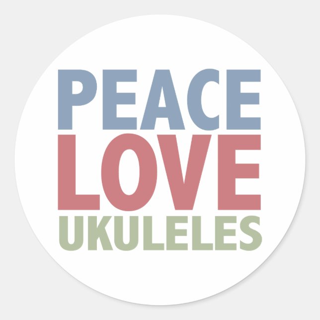 Adesivo Redondo Peace Love Ukuleles (Frente)