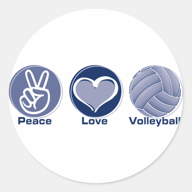Adesivo Redondo Peace Love Voleibol (Frente)