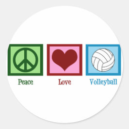 Adesivo Redondo Peace Love Voleibol