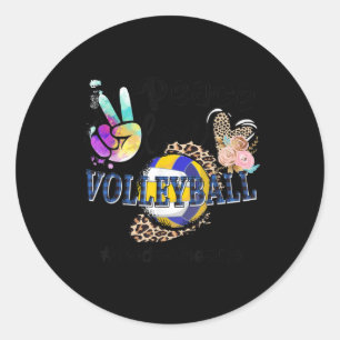 Adesivo Redondo Peace Love Voleibol ModMãe Mãe Vovó L