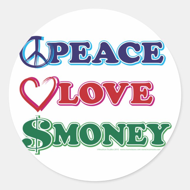 Adesivo Redondo Peace-Love-Wall-Money (Frente)