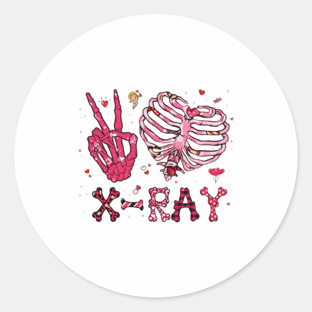 Adesivo Redondo Peace Love X Ray Valentine  (Frente)