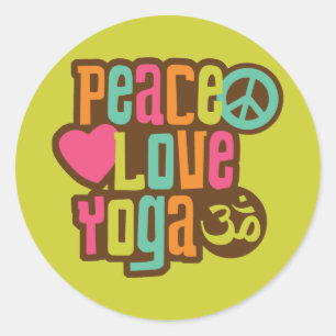 Adesivo Redondo Peace Love Yoga