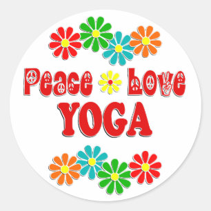 Adesivo Redondo Peace Love Yoga