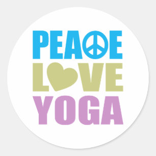 Adesivo Redondo Peace Love Yoga