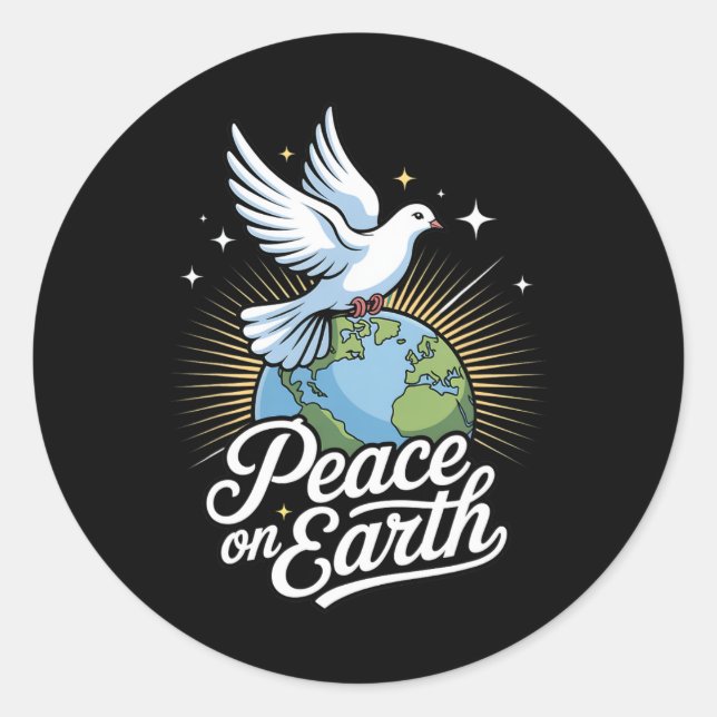 Adesivo Redondo Peace On Earth Dove And Globe Faith Christmas  (Frente)