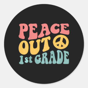 Adesivo Redondo Peace Out 1rua Grade Funny Retro 70's Last Day Of