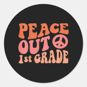 Adesivo Redondo Peace Out 1rua Grade Funny Retro 70's Last Day Of