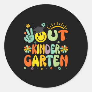 Adesivo Redondo Peace Out Kindergarten Cl De 2025 Adeus Graduati