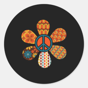Adesivo Redondo PEACE SIGN LOVE 60s 70s Groovy Hippie Costume Hall