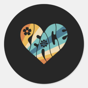 Adesivo Redondo PEACE SIGN LOVE 60s 70s Groovy Hippie Costume Hall