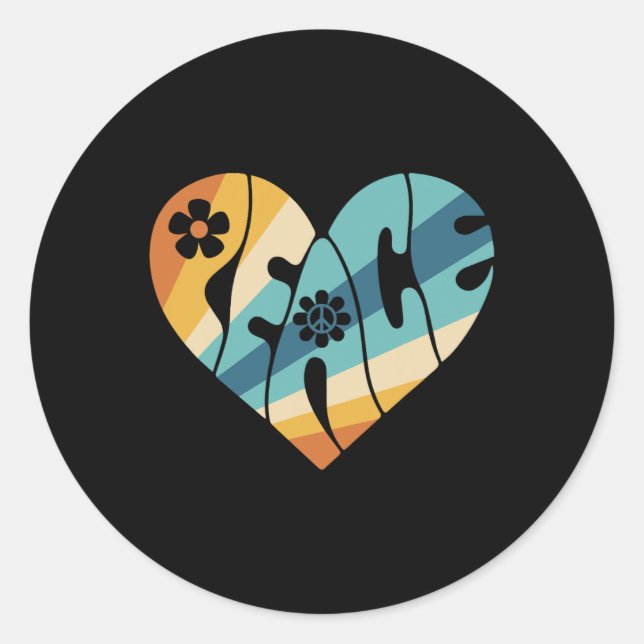 Adesivo Redondo PEACE SIGN LOVE 60s 70s Groovy Hippie Costume Hall (Frente)