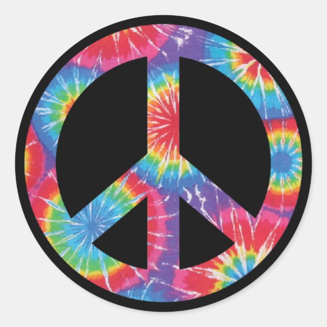 Adesivo Redondo PEACE SIGN Tie Dye (Frente)