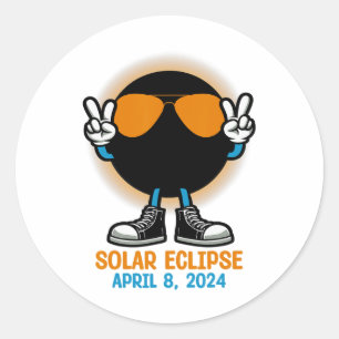 Adesivo Redondo Peace Totality Solar Eclipse 8 de abril de 2024 Wo
