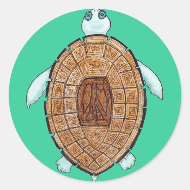 Adesivo Redondo Peace Turt Sticker (Frente)