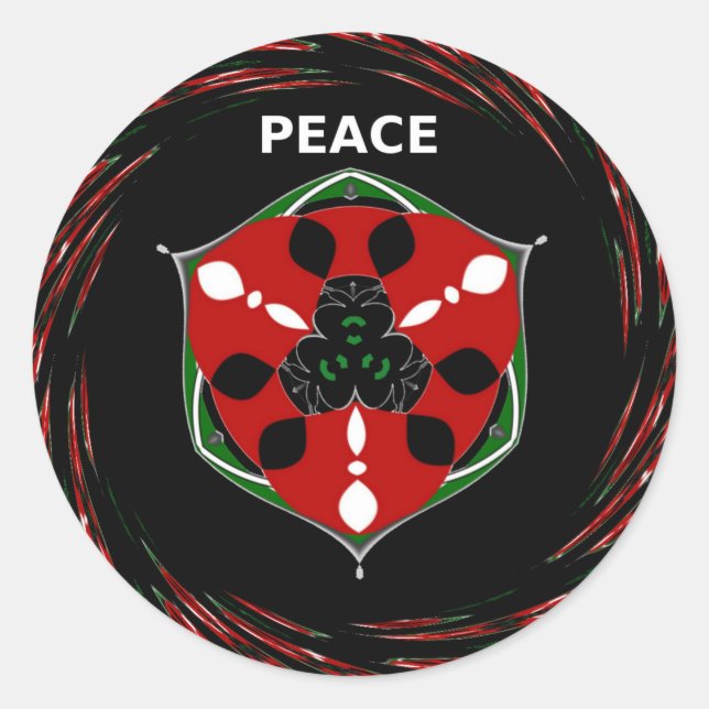 Adesivo Redondo "Peace: with Shield Emblem" Art Impressão (Frente)