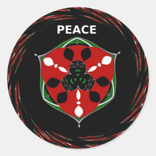 Adesivo Redondo "Peace: with Shield Emblem" Art Impressão