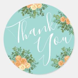 Adesivo Redondo Peach Aqua Teal Wedding Rosa Floral