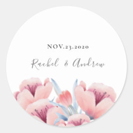 Adesivo Redondo Peach Blossom | Envelope de Convite Para Casamento