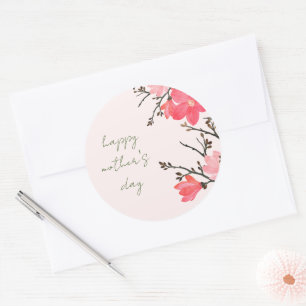 Adesivo Redondo Peach Blossom Watercolor Sticker Day Round
