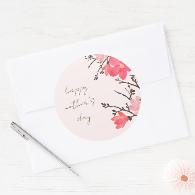 Adesivo Redondo Peach Blossom Watercolor Sticker Day Round (Envelope)
