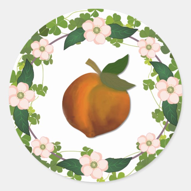 Adesivo Redondo Peach Blossom Wreath (Frente)
