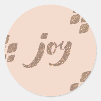 Adesivo Redondo Peach & Bronze Glitter Joy Xmas Stickers