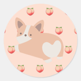 Adesivo Redondo Peach Corgi Sticker