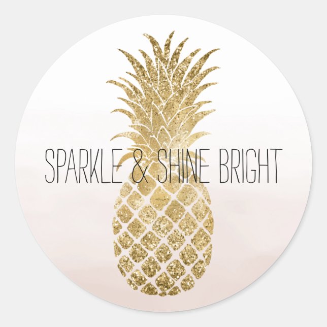 Adesivo Redondo Peach Cream Glitter Glitzy Pineapple Sparkle (Frente)