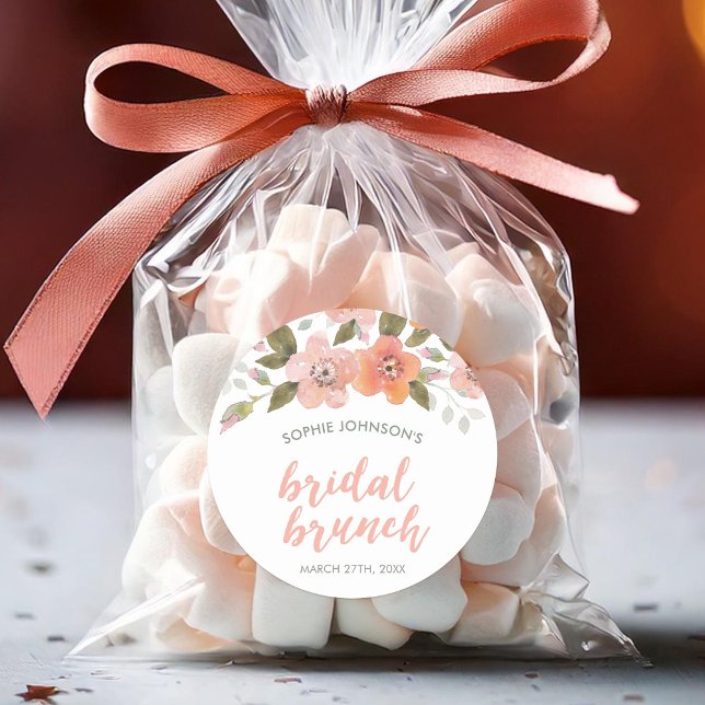 Adesivo Redondo Peach Delicate Floral Bridal Bunch (Criador carregado)