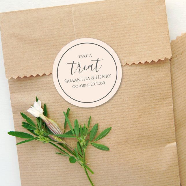 Adesivo Redondo Peach do Tratado Simples de Caligrafia de Casament (Criador carregado)