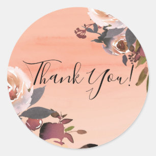 Adesivo Redondo Peach & Dourado Glitter Floral Moderno Chá de pane