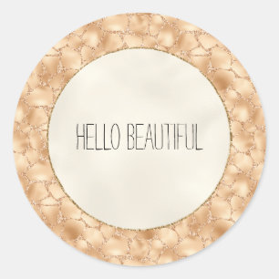 Adesivo Redondo Peach Dourado Glitter Glam Sparkle Giraffe Impress