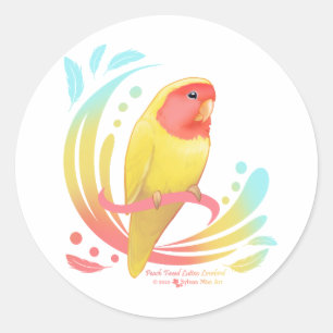 Adesivo Redondo Peach Faced Lutino Lovebird