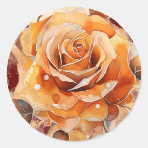 Adesivo Redondo Peach Fall Rosa Watercolor
