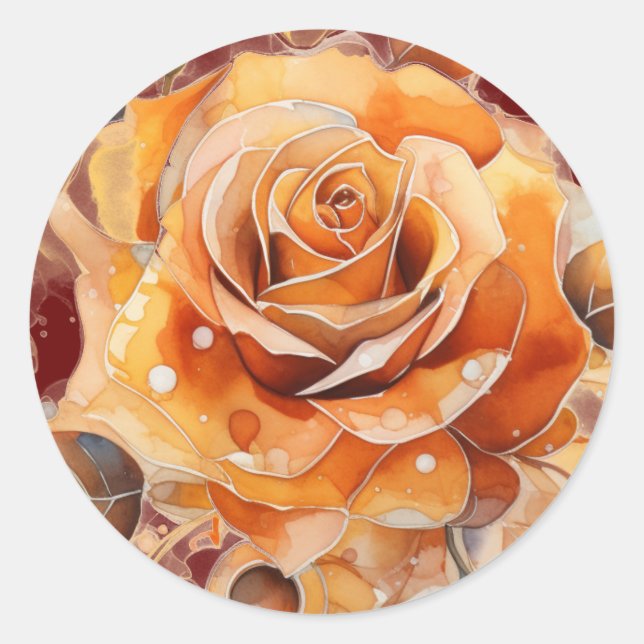 Adesivo Redondo Peach Fall Rosa Watercolor (Frente)