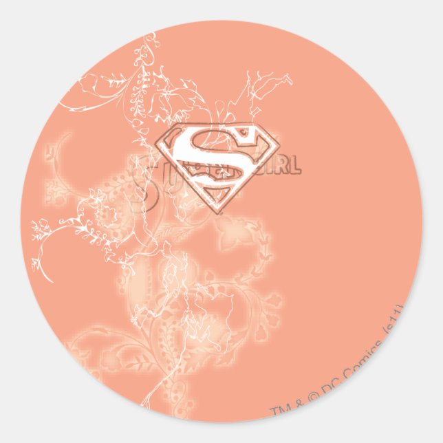 Adesivo Redondo Peach Floral Patterno Supergirl (Frente)