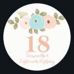 Adesivo Redondo Peach Floral Watercolor 18th Birthday Girl Sticker<br><div class="desc">Peach Floral Watercolor 18th Birthday Girl Sticker Para a coleção,  visite a loja Niche e Nest Usamos trabalho de arte de: Freshmint Paperie https://www.etsy.com/shop/FreshmintPaperie</div>